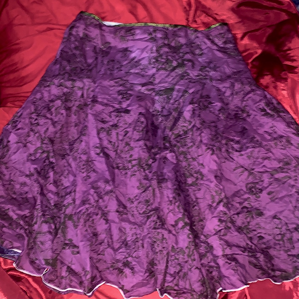 Purple, traditional print , midi skirt